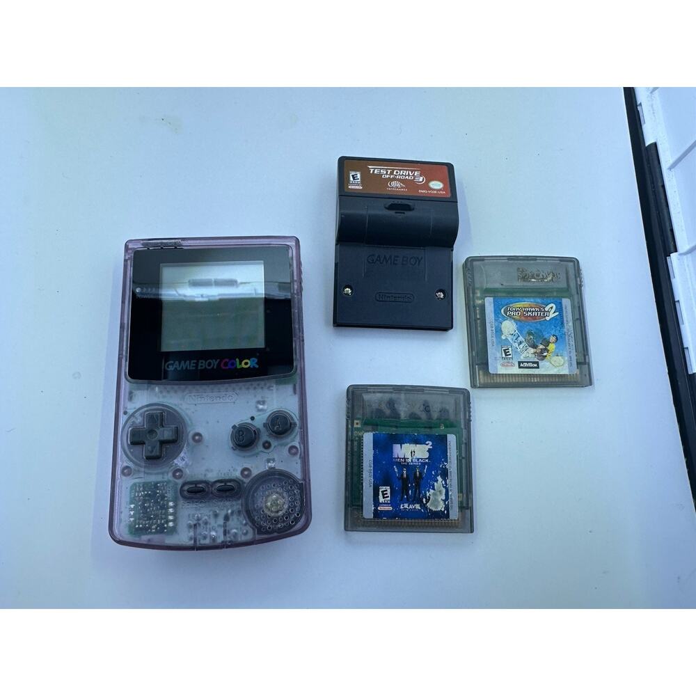 Nintendo GameBoy Color Atomic Purple W 3 Games Tony Hawk Men In Black Test Drive